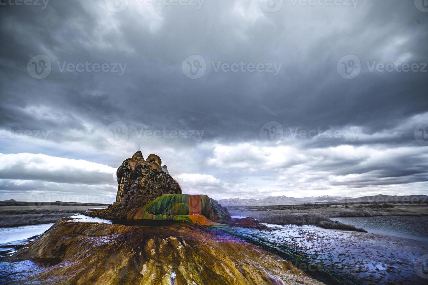 USA, Nevada, Black Rock Desert, Fly Geyser a rainbow of colors photo