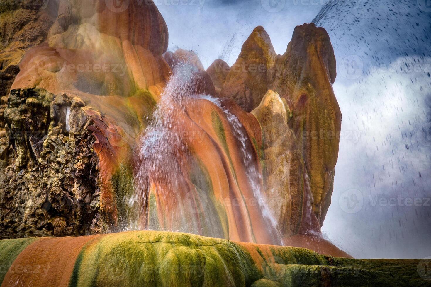 USA, Nevada, Black Rock Desert, Fly Geyser a rainbow of colors photo
