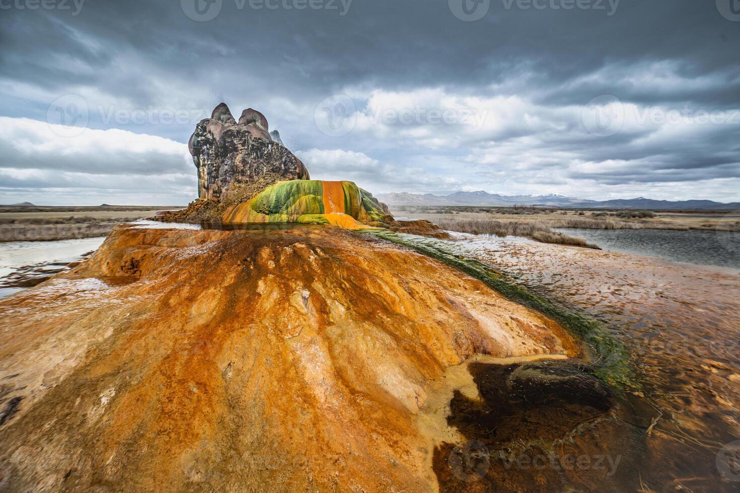 USA, Nevada, Black Rock Desert, Fly Geyser a rainbow of colors photo