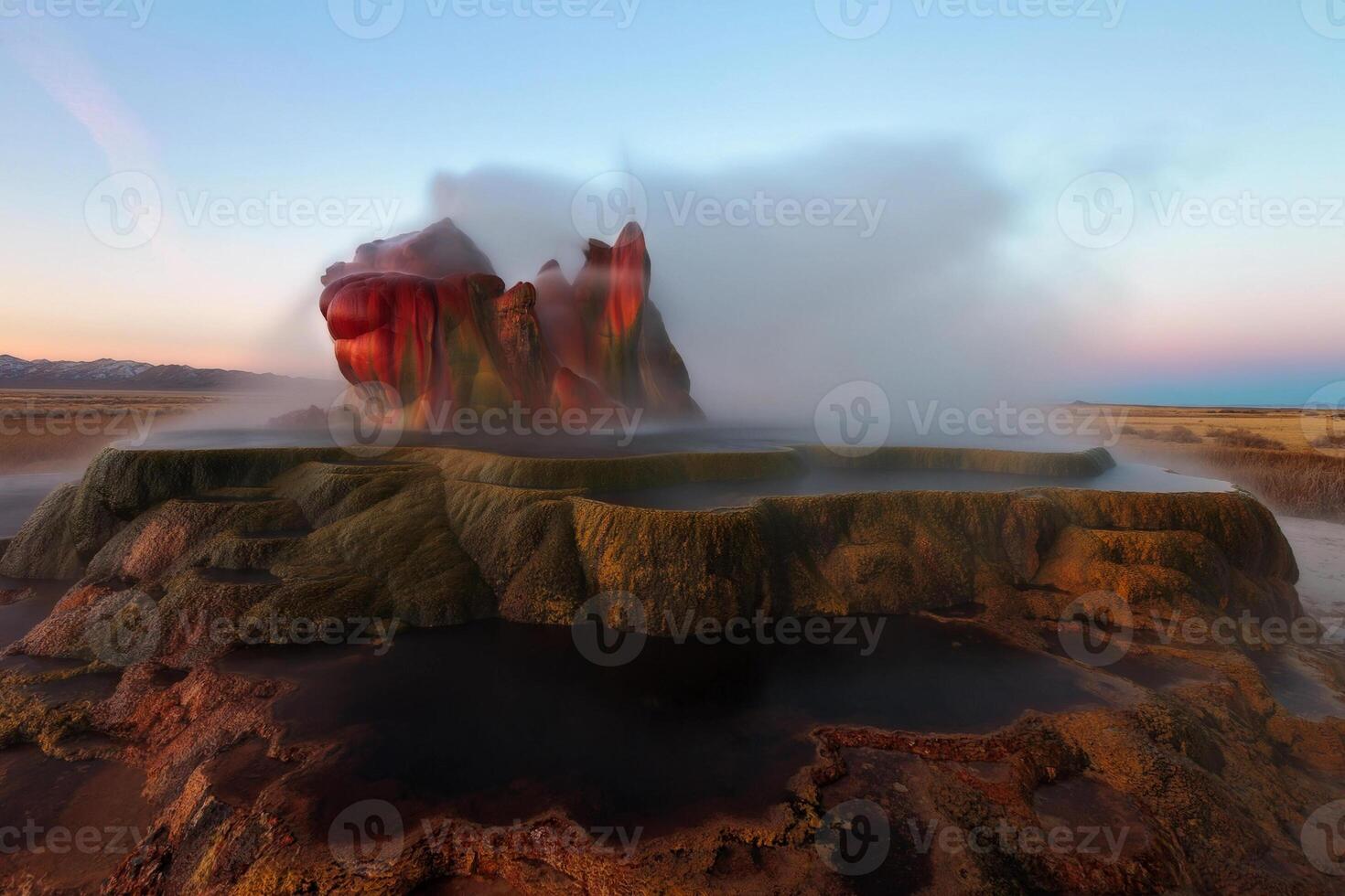USA, Nevada, Black Rock Desert, Fly Geyser a rainbow of colors photo