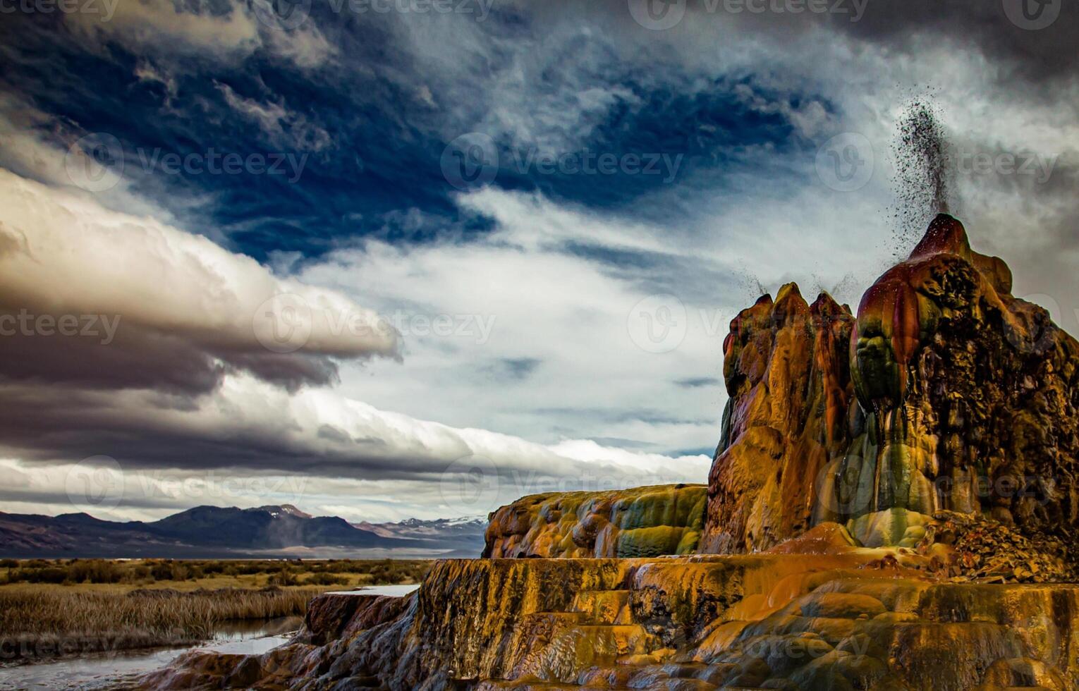 USA, Nevada, Black Rock Desert, Fly Geyser a rainbow of colors photo