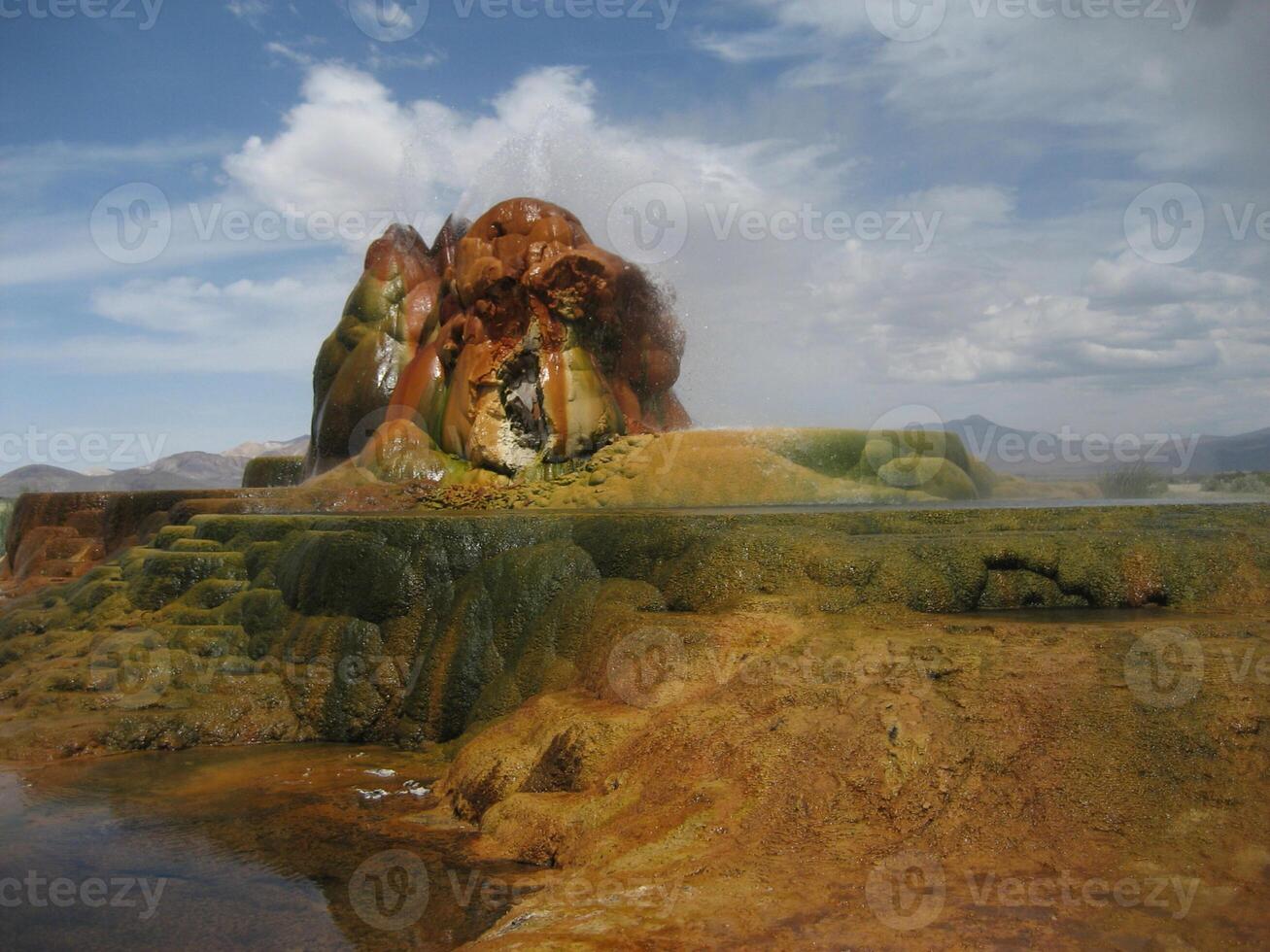 USA, Nevada, Black Rock Desert, Fly Geyser a rainbow of colors photo