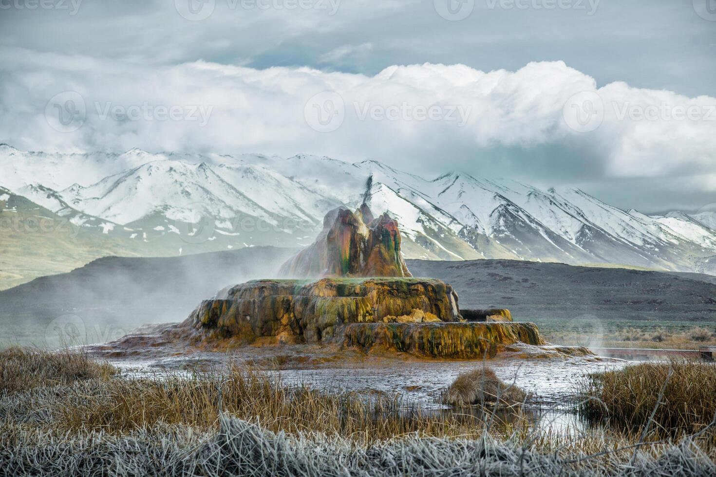 USA, Nevada, Black Rock Desert, Fly Geyser a rainbow of colors photo