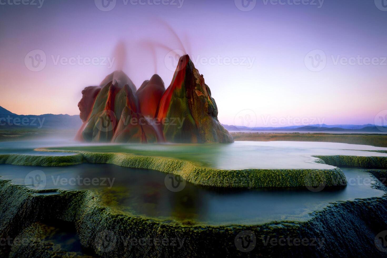 USA, Nevada, Black Rock Desert, Fly Geyser a rainbow of colors photo