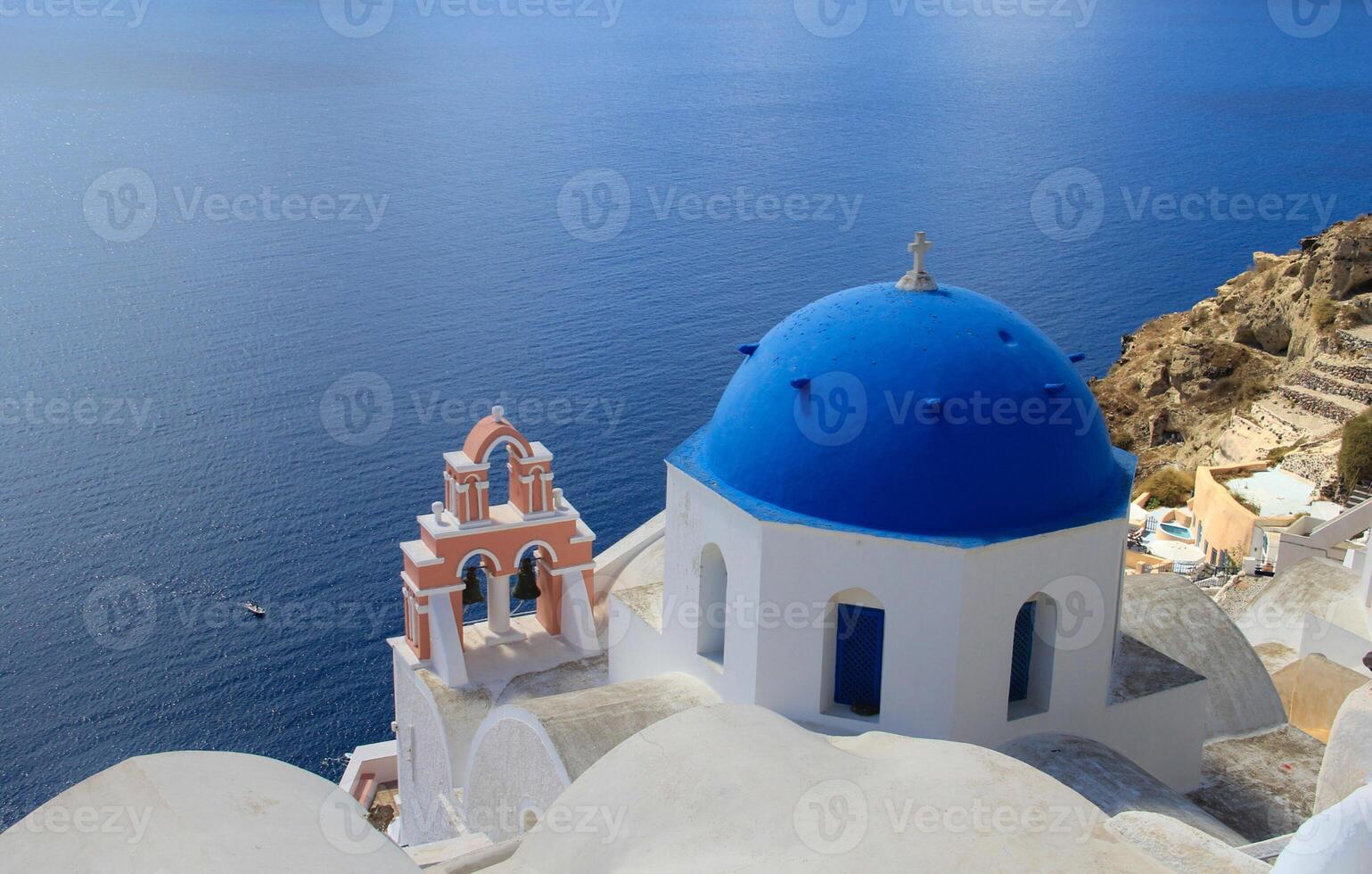 View of Oia on the island of Santorini in Greece photo