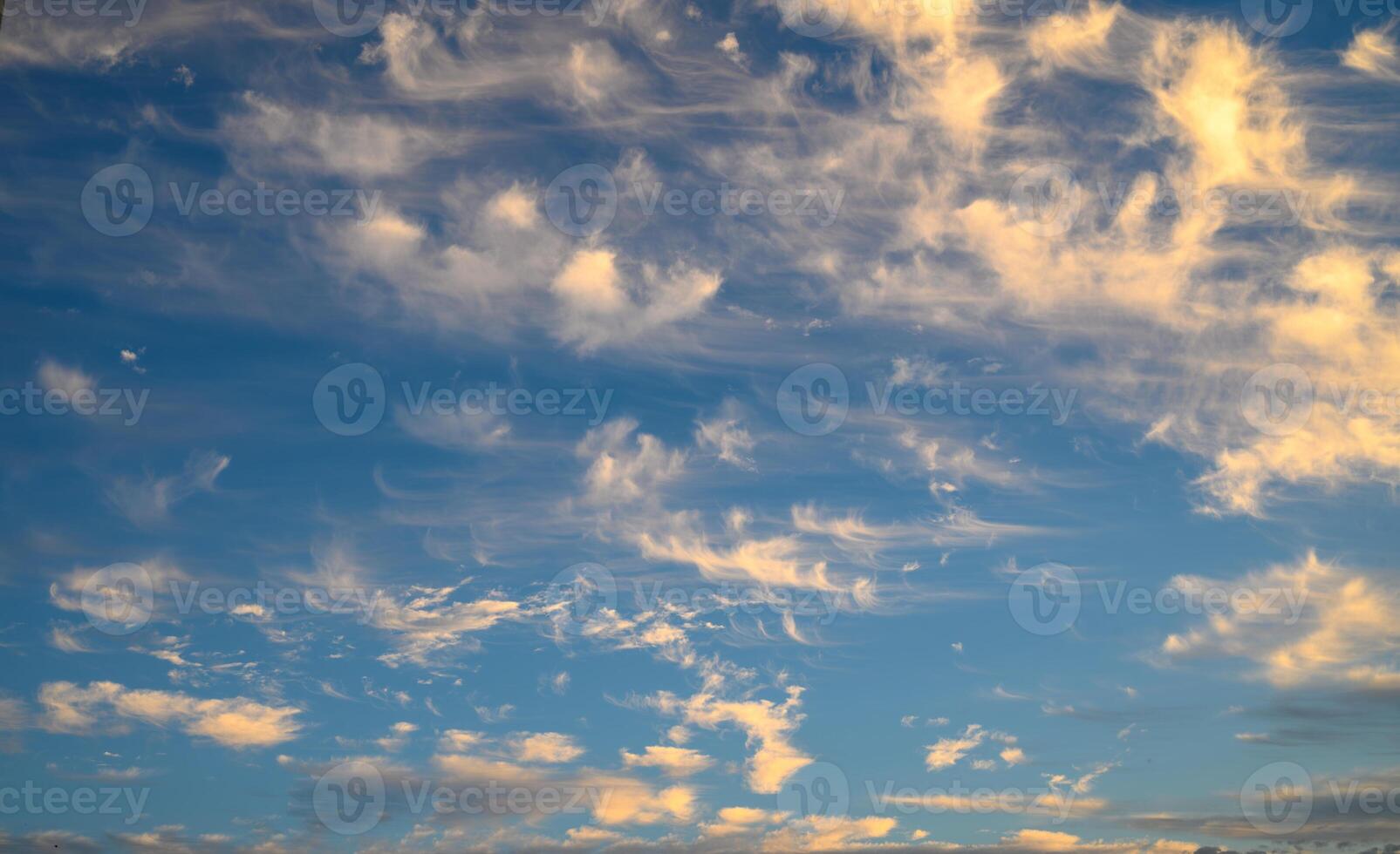 Real day sky - real blue sky during daytime with white light clouds Freedom and peace photo