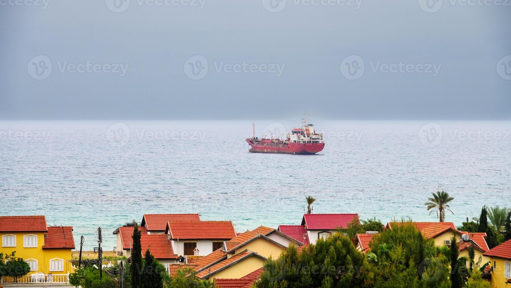 ship in the roadstead in the Mediterranean Sea in Northern Cyprus 5 photo