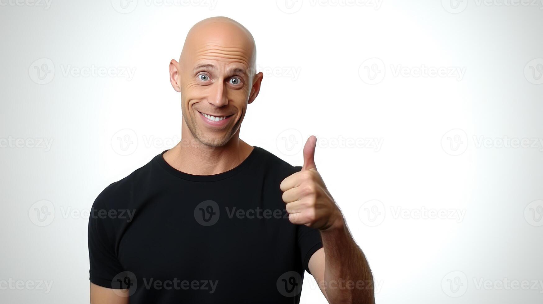 Cheerful adult man in a black t-shirt smiles widely and points at himself, exuding confidence and a sense of self-importance. Ideal for themes of self-promotion and personal branding. photo