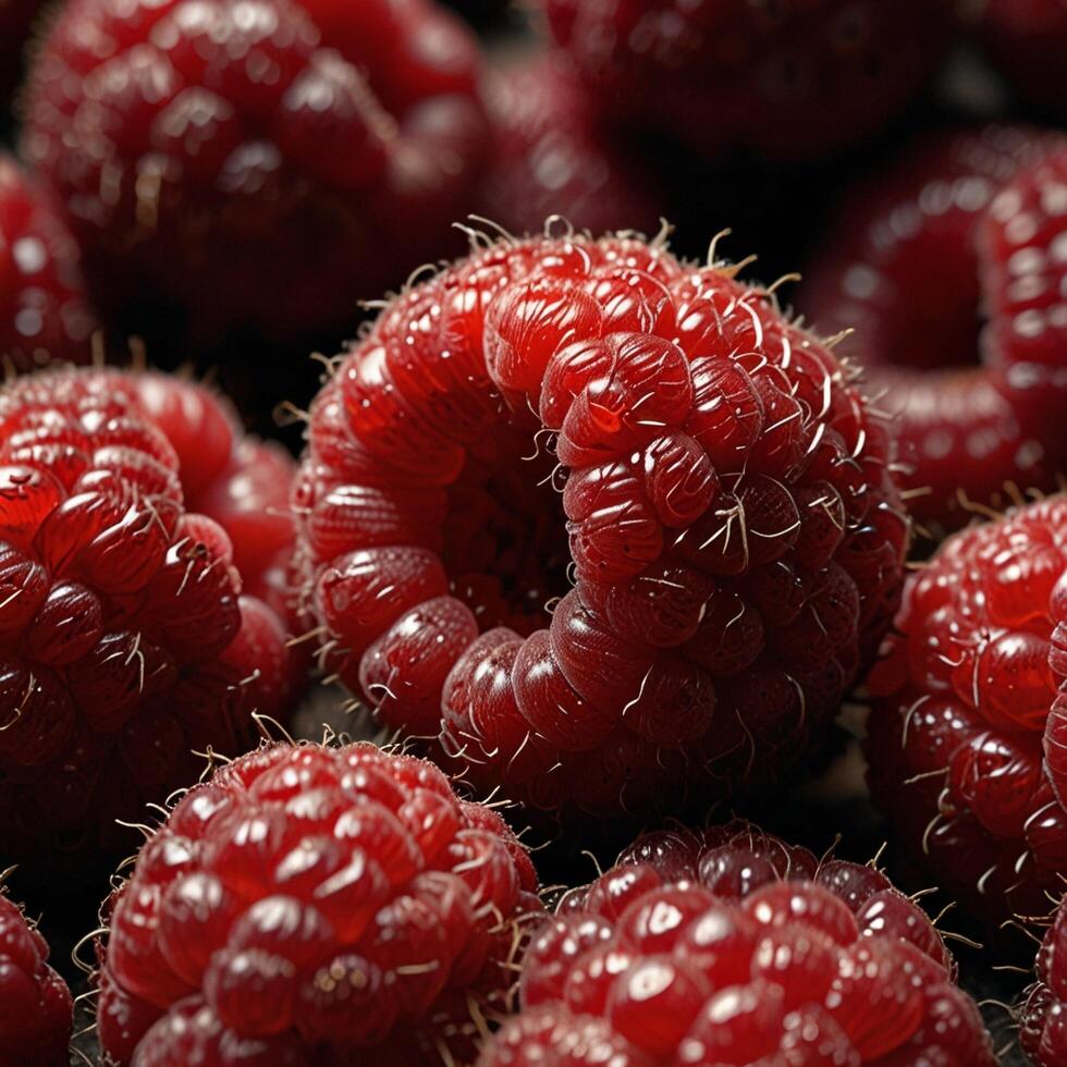 a bunch of tasty berry ripe fresh Healthy raspberry photo