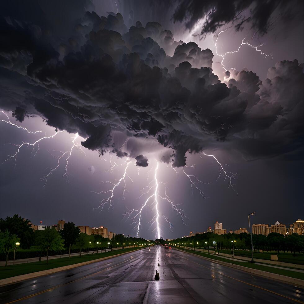 Cloudy Thunder Thunderstorm lightning bolt photo