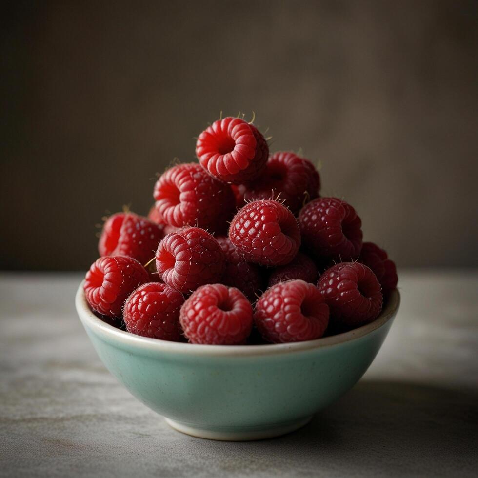 tasty berry ripe fresh Healthy raspberry in a bowl photo