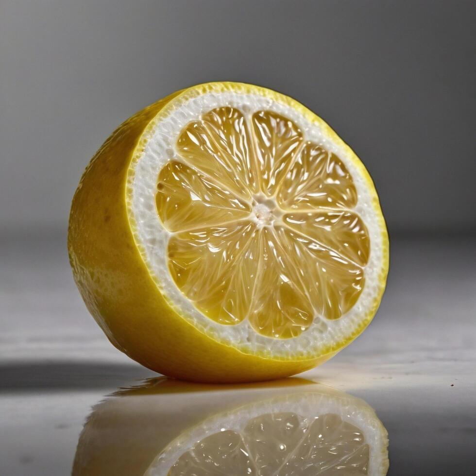 Yellow Sour Fruity Lemon citrus fruit white background photo
