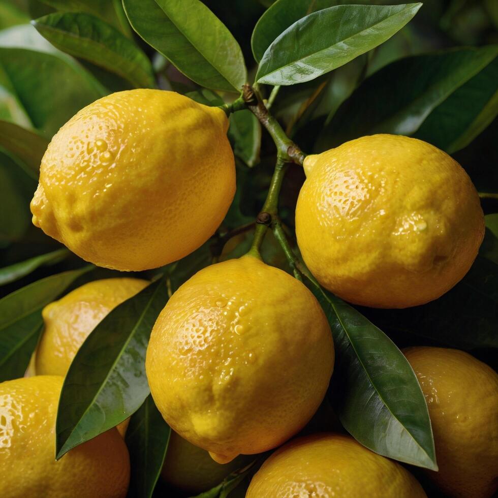 Yellow Sour Fruity Lemon citrus fruit branch photo