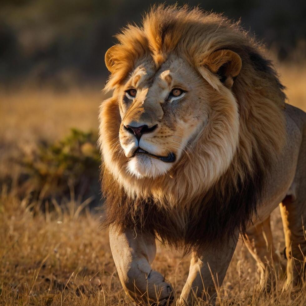 Wildlife Lion Big cat Powerful Feline in the desert photo