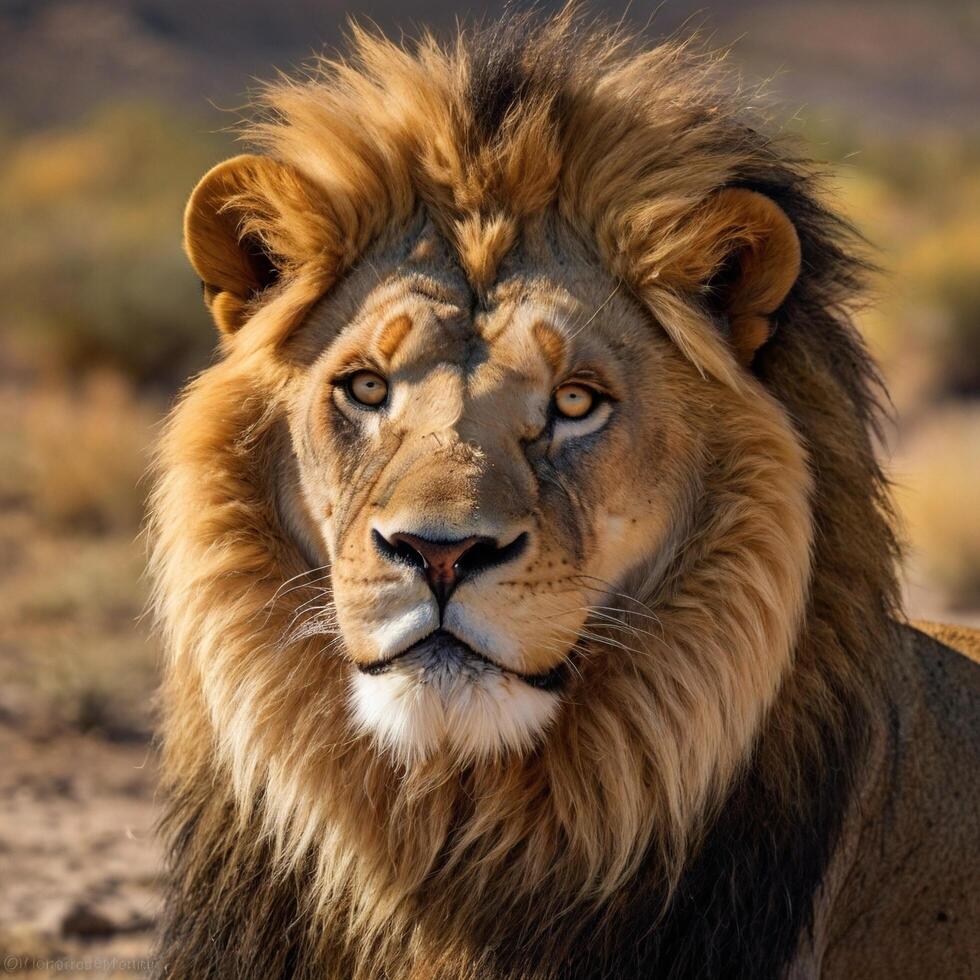 Wildlife Lion Big cat Powerful Feline in the desert photo
