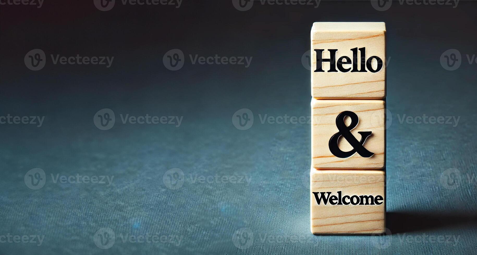 GenerateHello and welcome symbol. Concept words Hello and welcome on wooden blocksd image photo