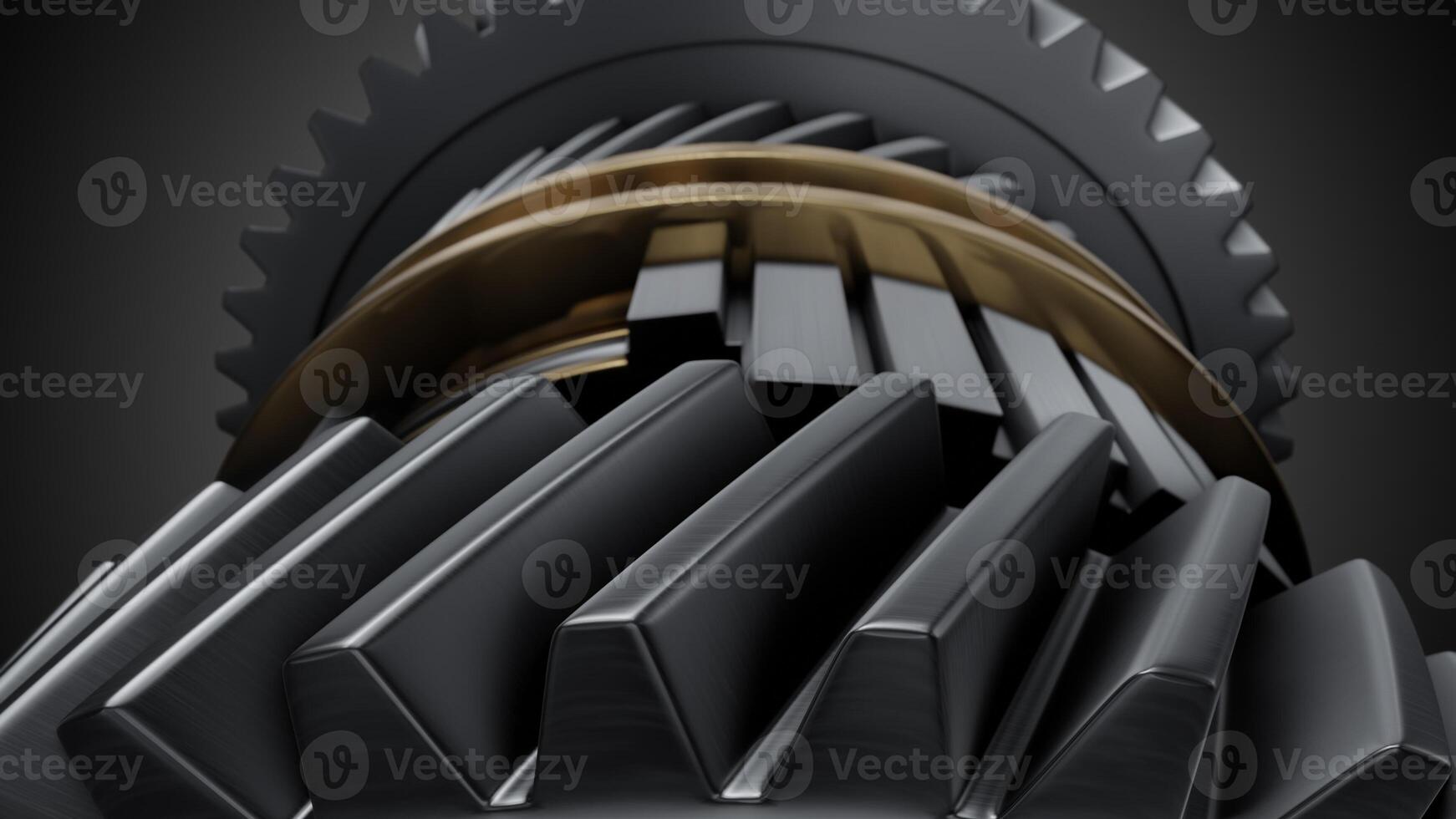 Shaft with gears from the gearbox isolated 3D Rendering. photo