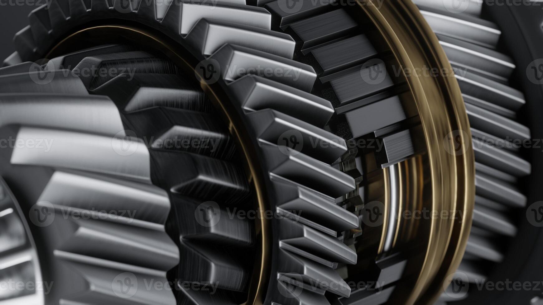 Shaft with gears from the gearbox isolated 3D Rendering. photo