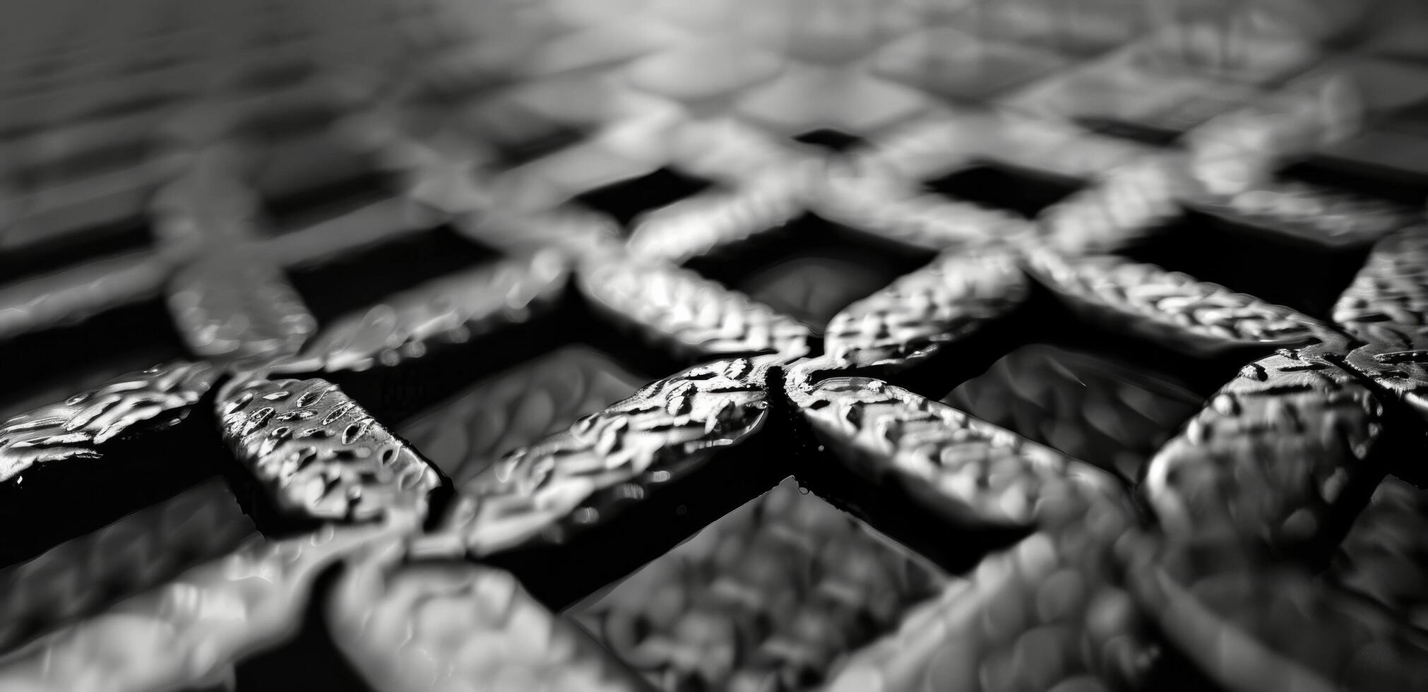 Close-Up View of Hexagonal Pattern With Water Drops on Dark Surface photo