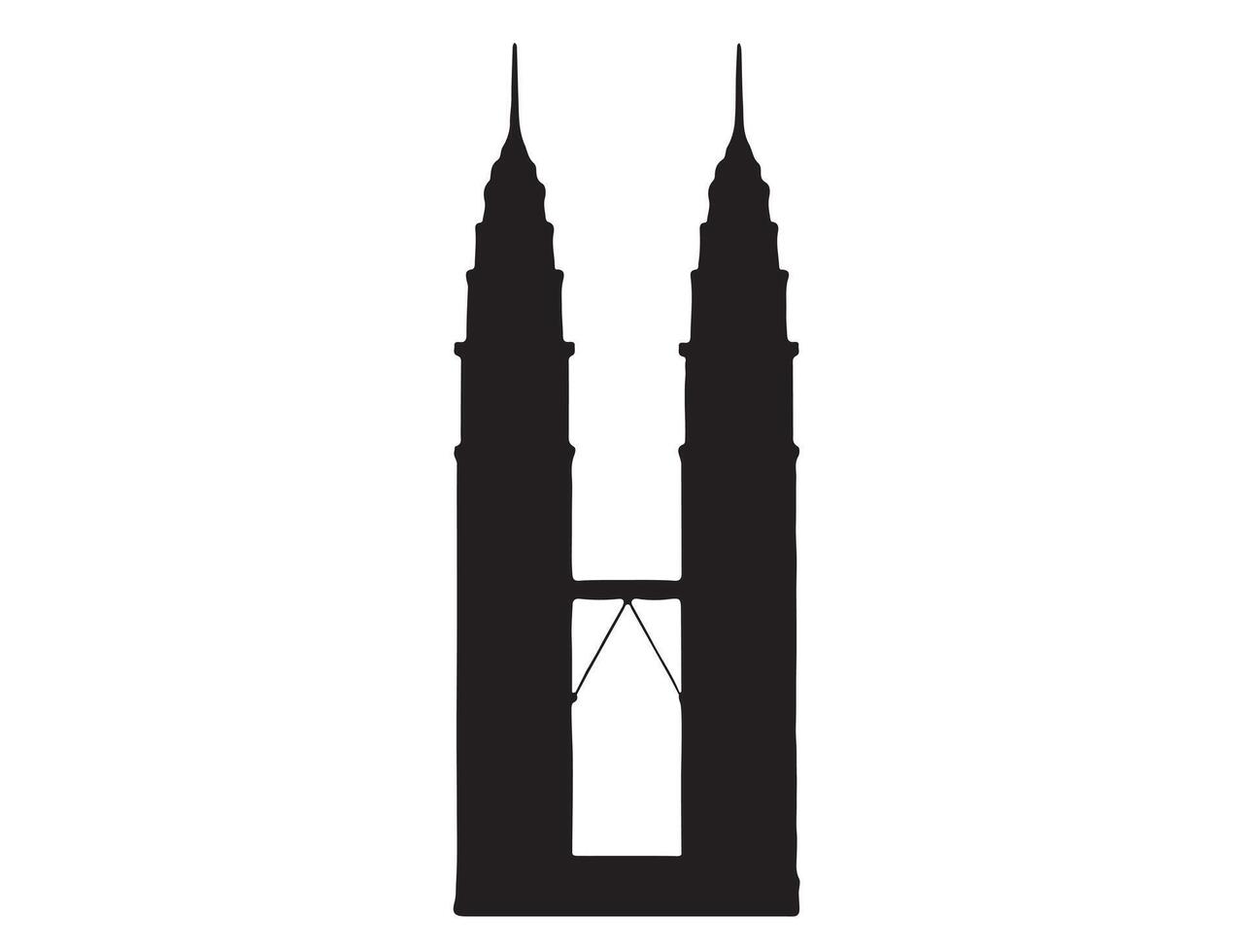 Twin tower silhouette on white background vector