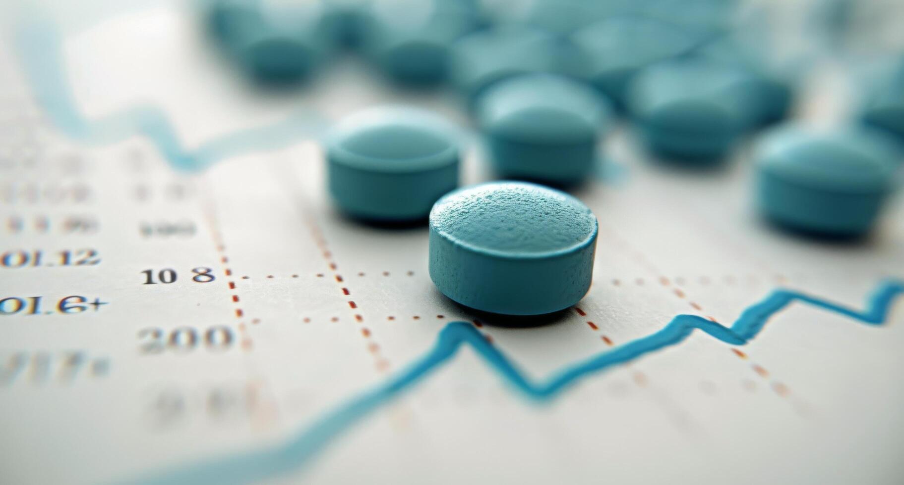 Blue Tablets on Financial Data Chart With Graphs and Statistics photo