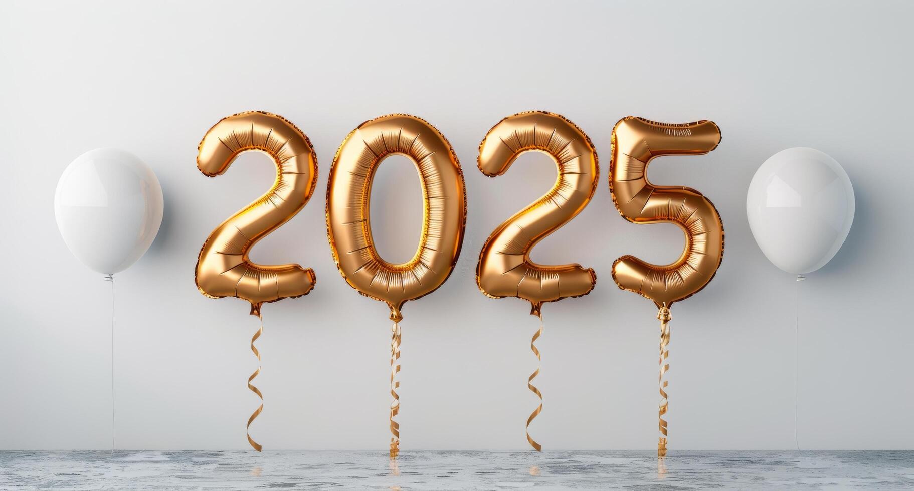 Golden Balloons Displaying 2025 For New Year Celebration 48583628 Stock