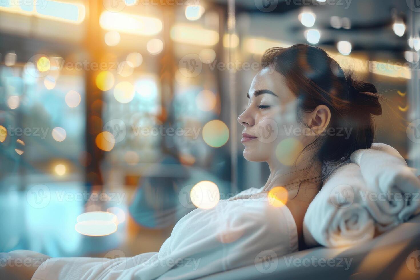 Young woman in a spa salon. Woman on a massage table. photo