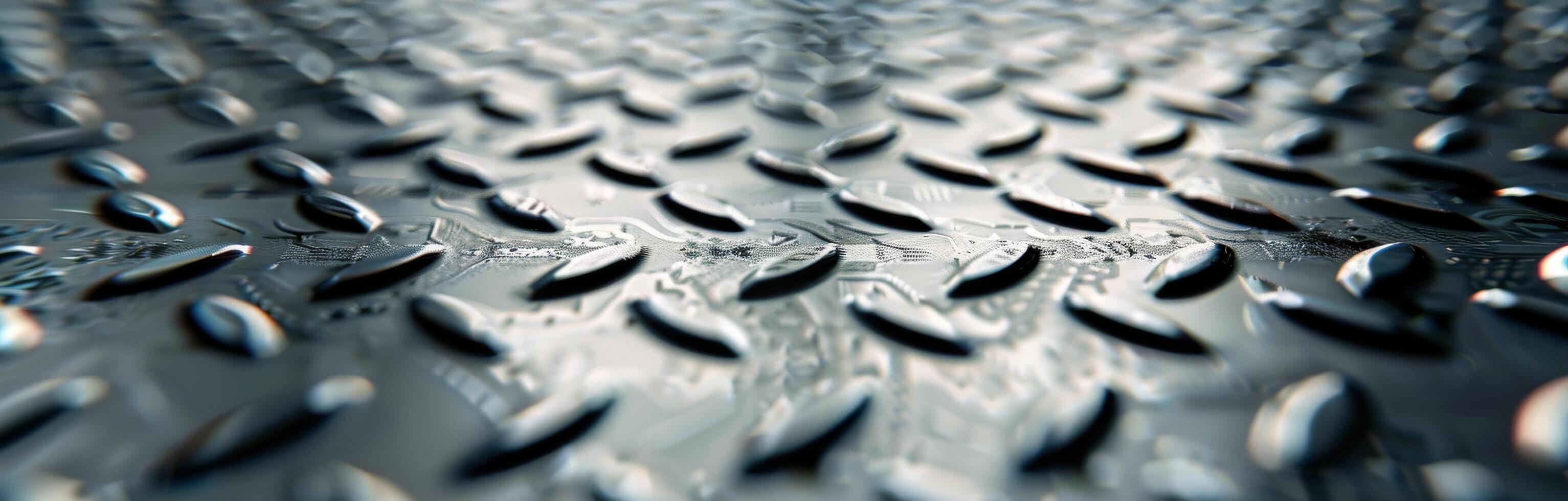 Close-Up of Textured Metal Surface With Raindrops at Sunset photo