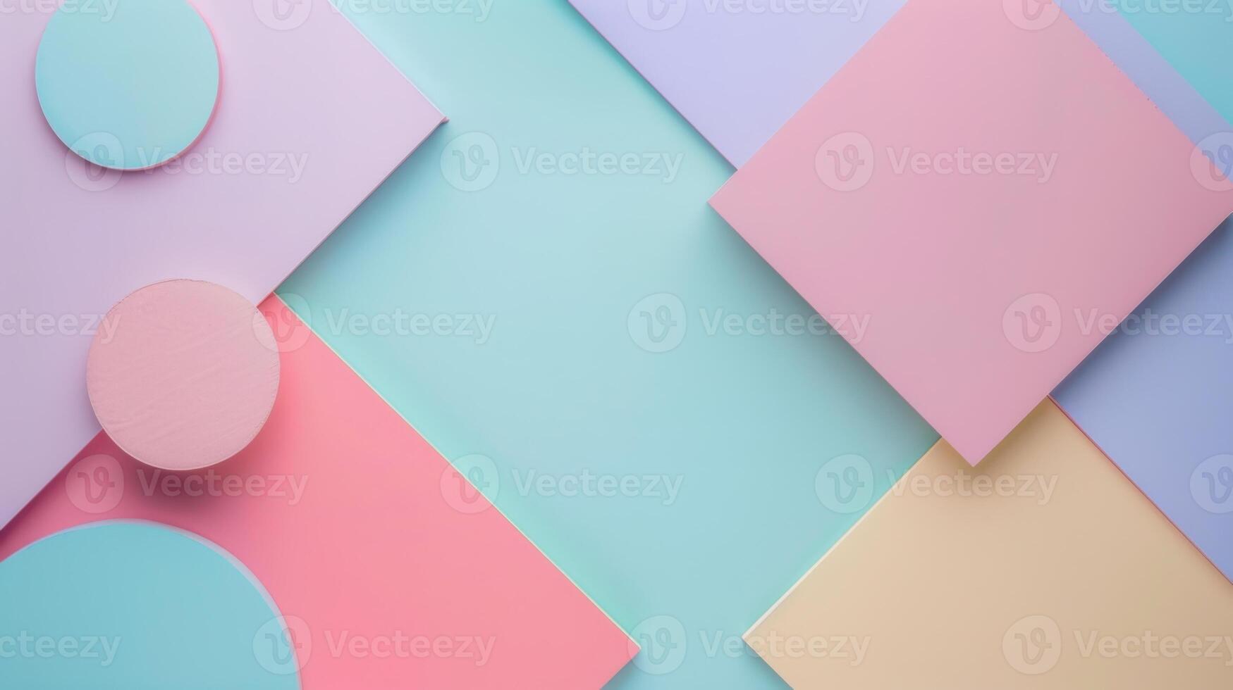 Abstract geometric background in pastel colors. Light blue, yellow, purple and pink colors. photo