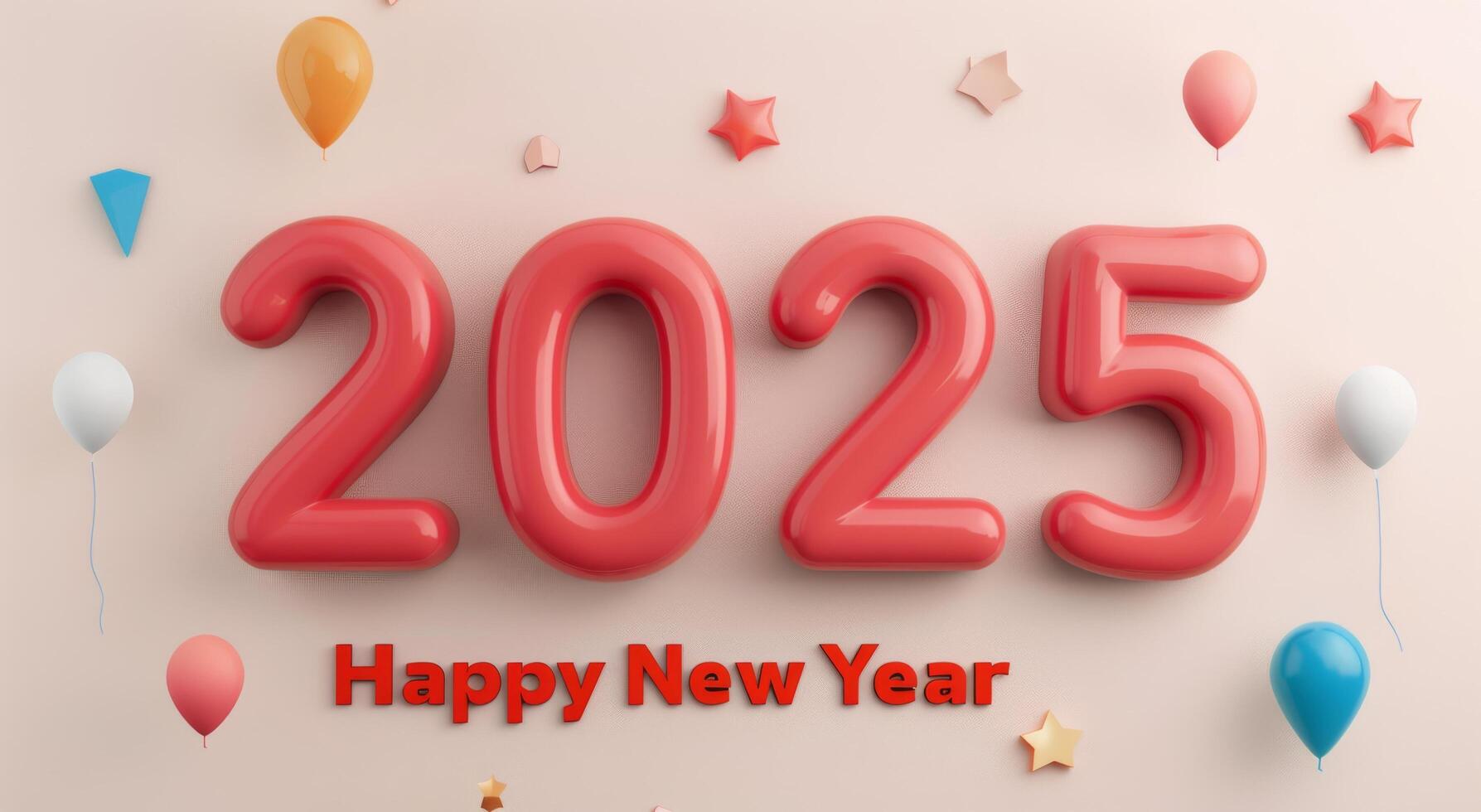 Festive 2025 Celebration With Balloons and Confetti 48584124 Stock