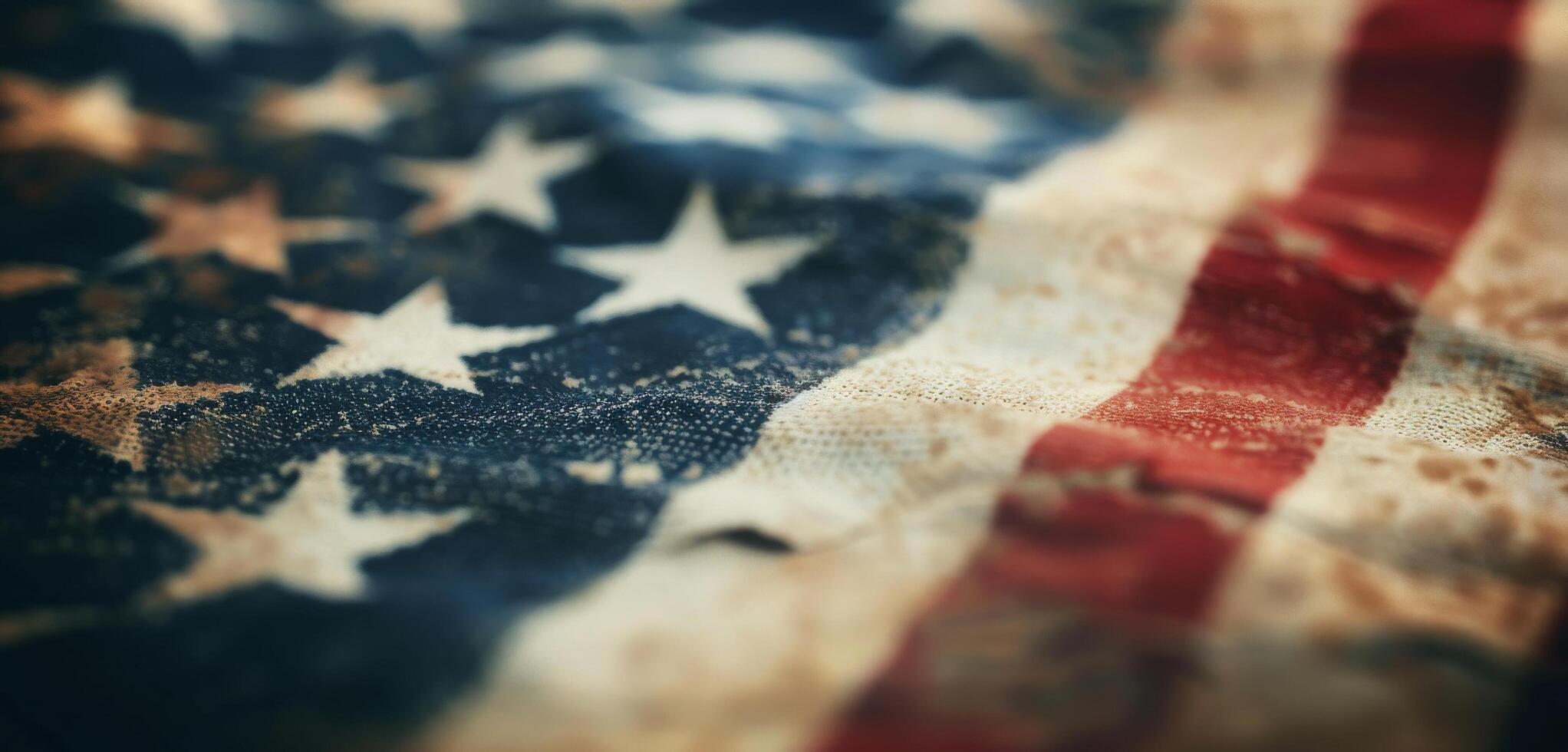 Flag of the United States Draped on a Surface With Soft Focus Background photo
