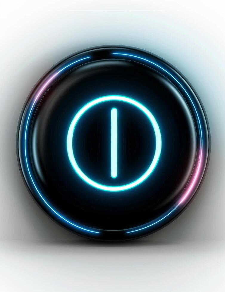 Close-Up of a Futuristic Control Button With Illuminated Ring photo