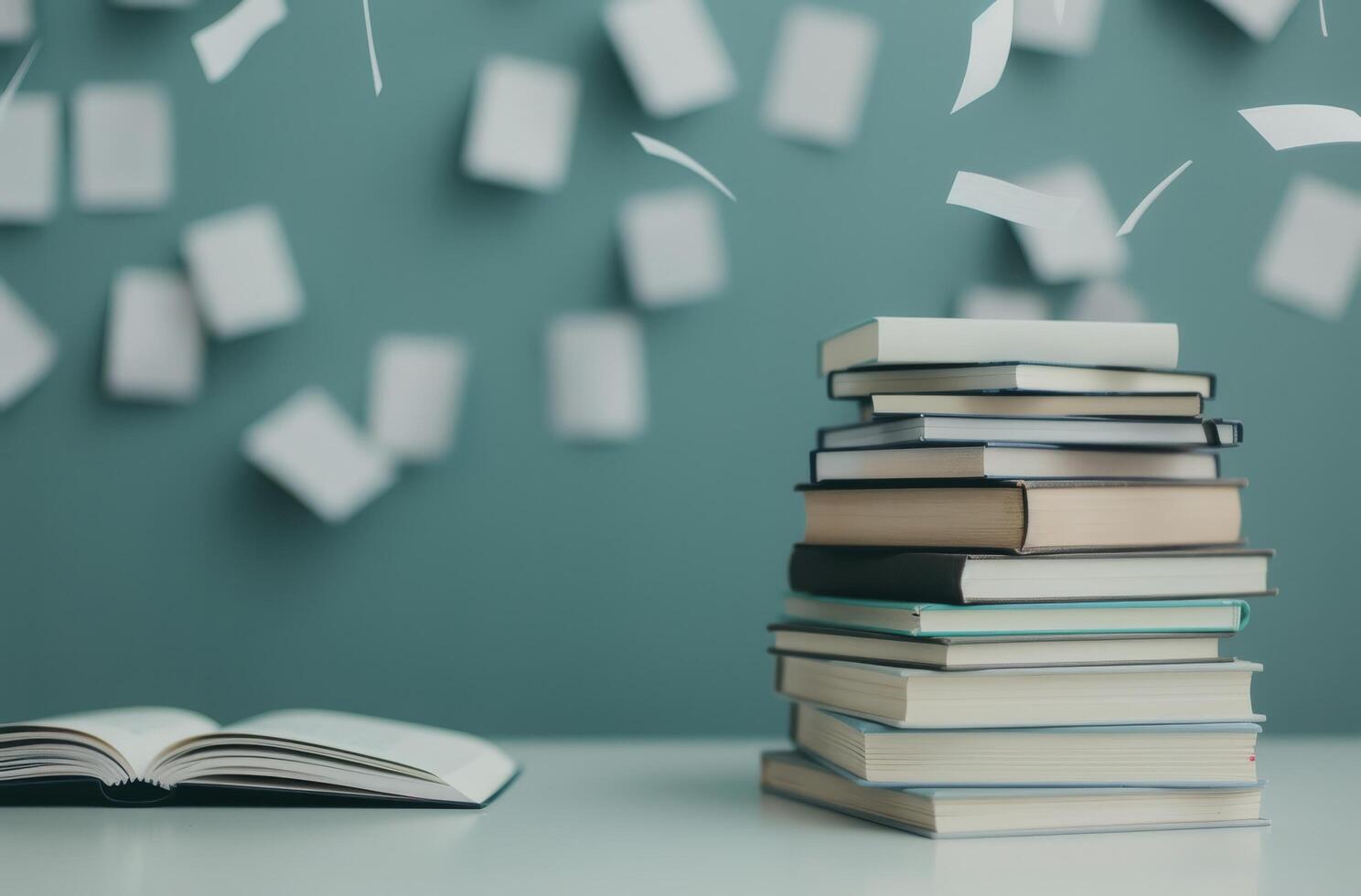 Books Falling From a Stack in a Library During Daylight photo