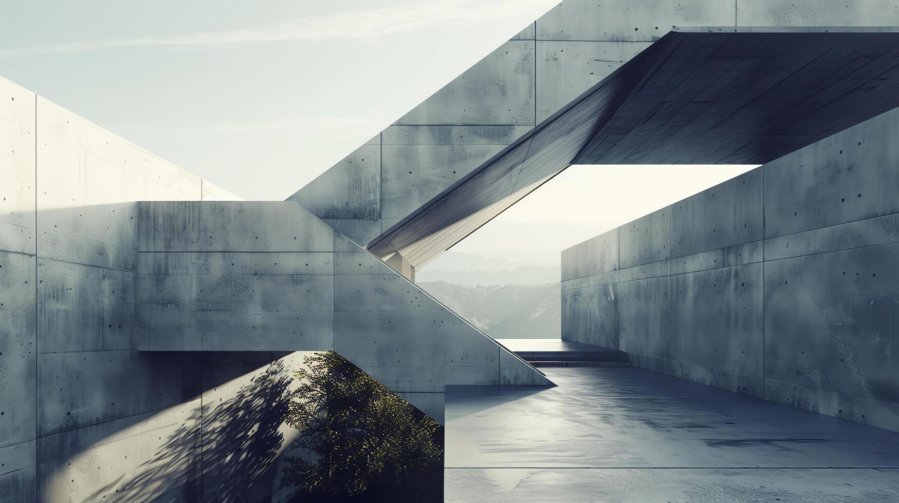 Abstract concrete architecture with a minimalist design. photo