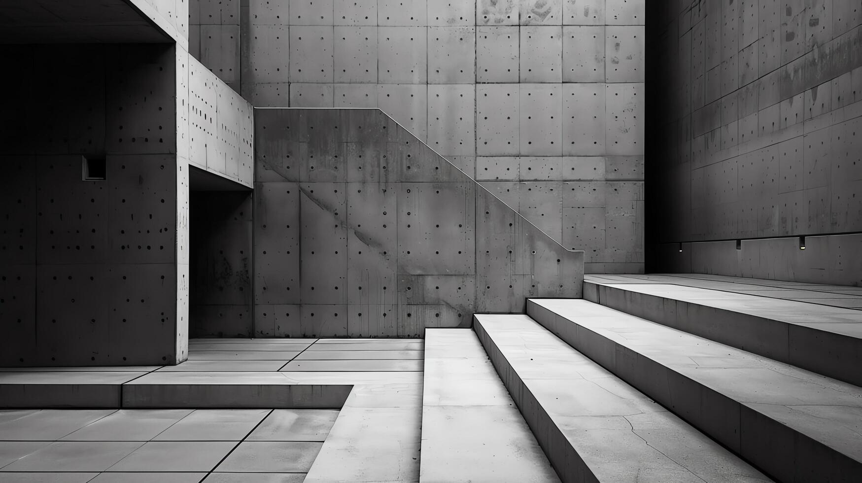 Minimalist concrete staircase in modern architecture. photo
