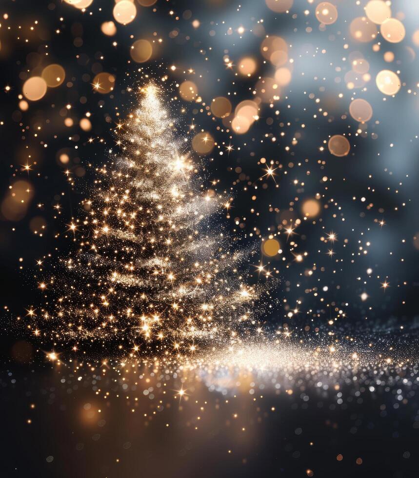 Sparkling Christmas Tree Illuminated With Twinkling Lights During the Holiday Season photo