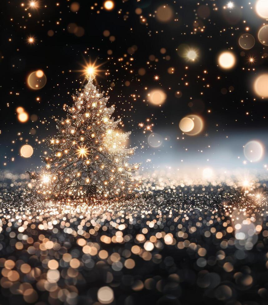 Sparkling Christmas Tree Illuminated With Twinkling Lights During the Holiday Season photo