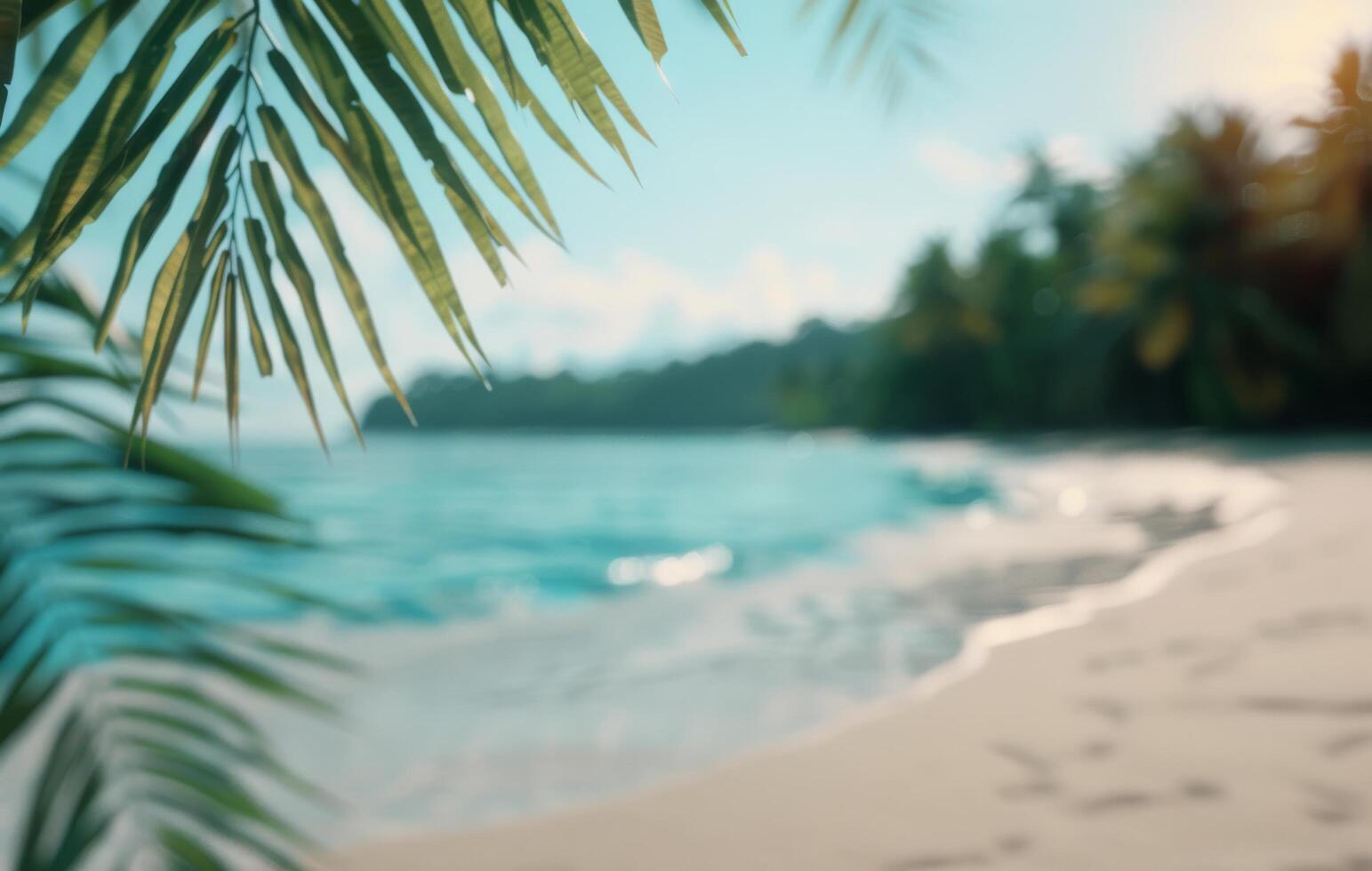 Palm Frond Over Tropical Beach photo