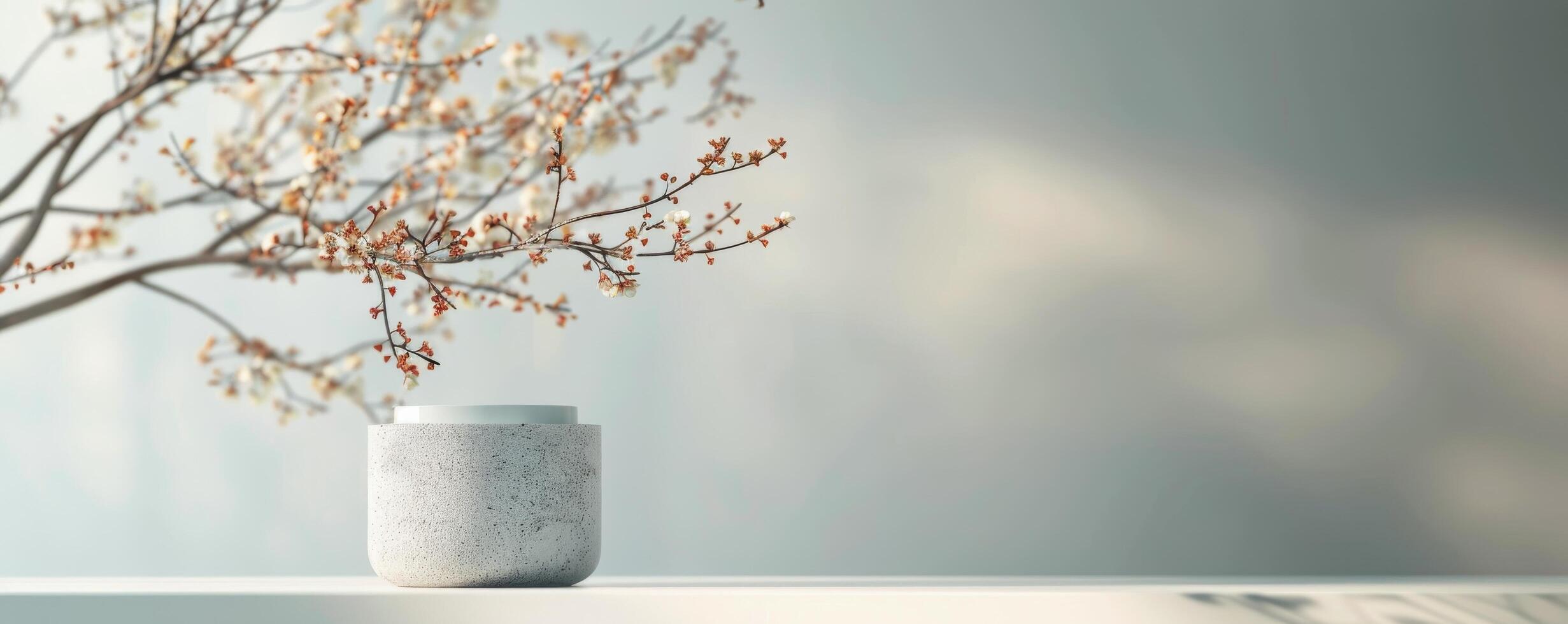 White Blossom Branch and Concrete Platform photo