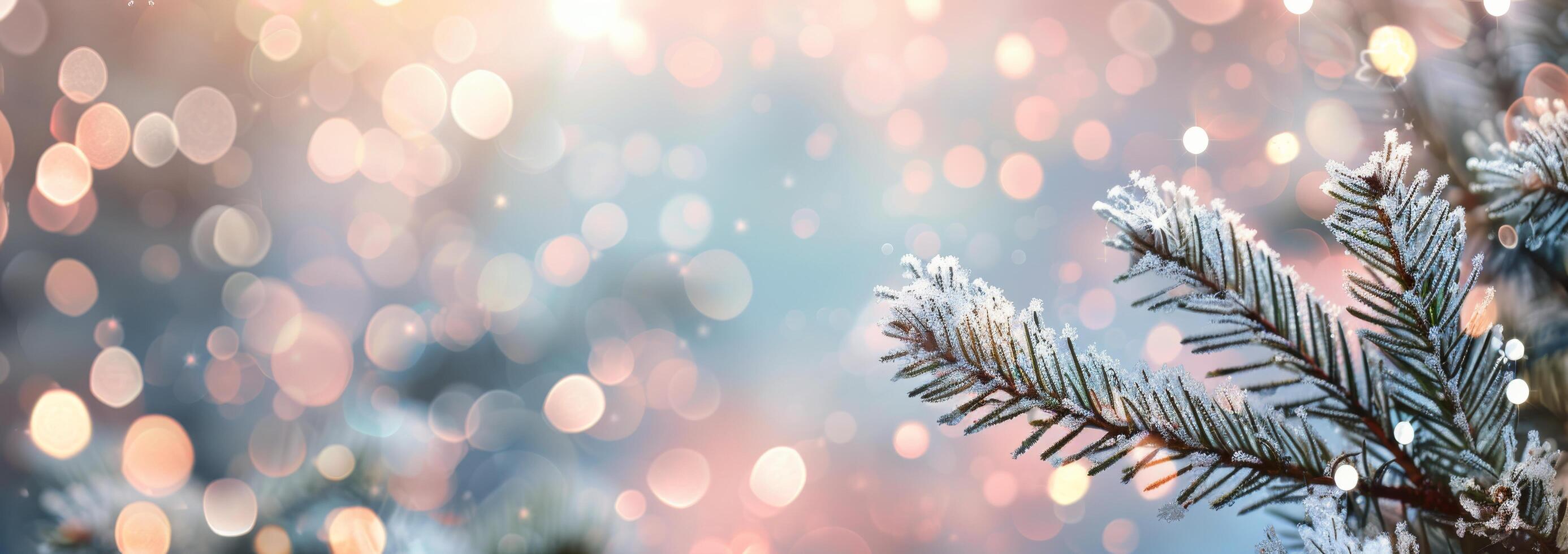 Frosted Pine Branch in Winter Snow photo
