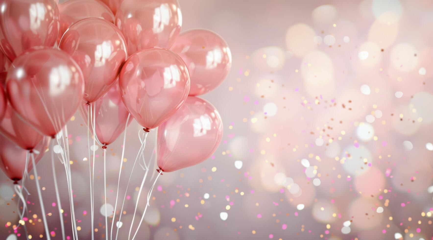 Pink Glitter Balloons Floating With Confetti photo