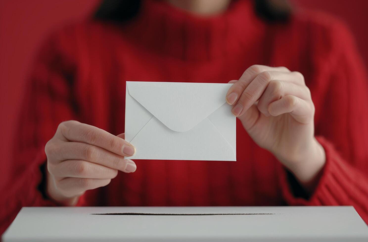 Person Voting With Ballot in Envelope photo