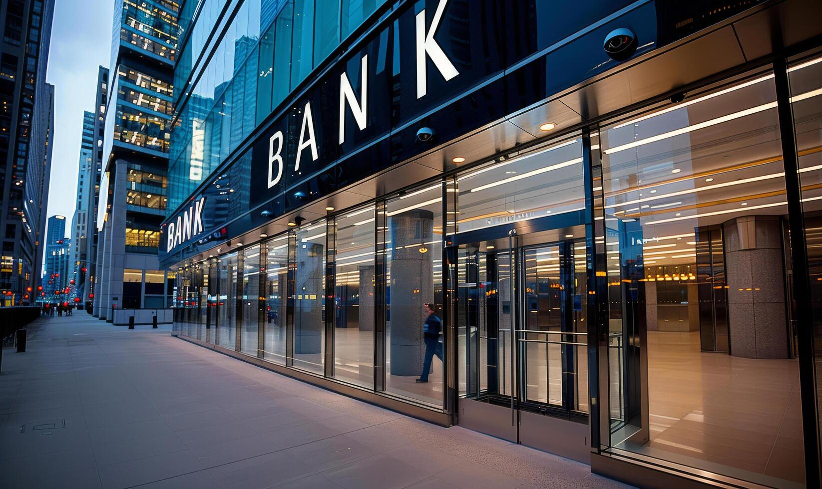 Modern Bank Building Entrance photo