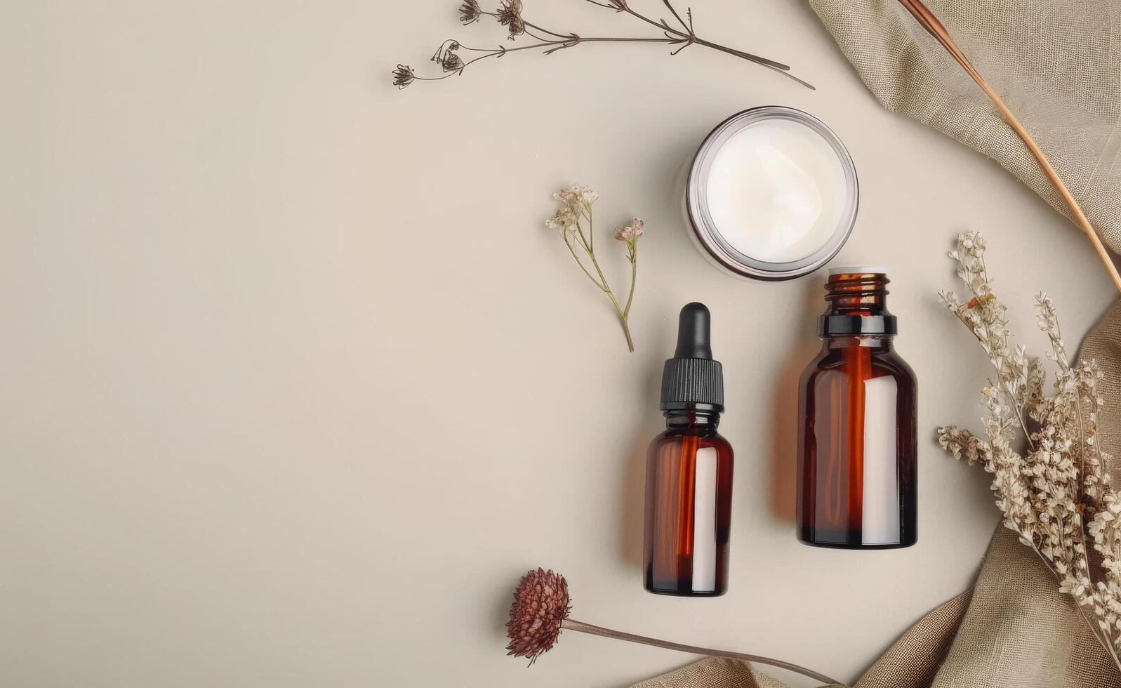 Skincare Products on a Beige Background photo