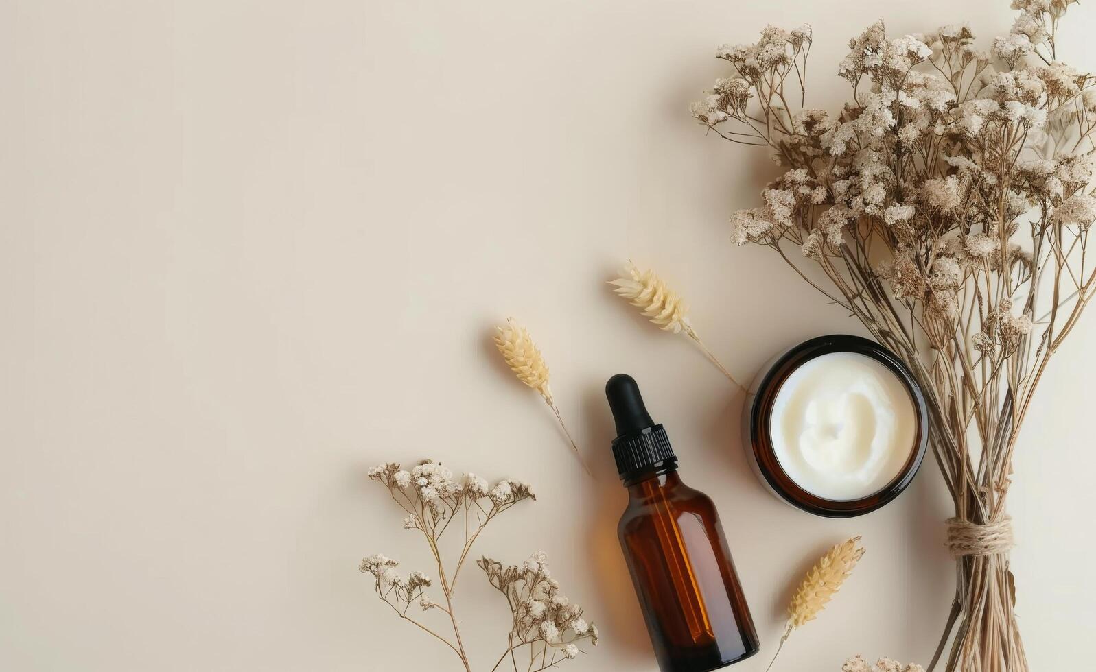 Skincare Products on a Beige Background photo