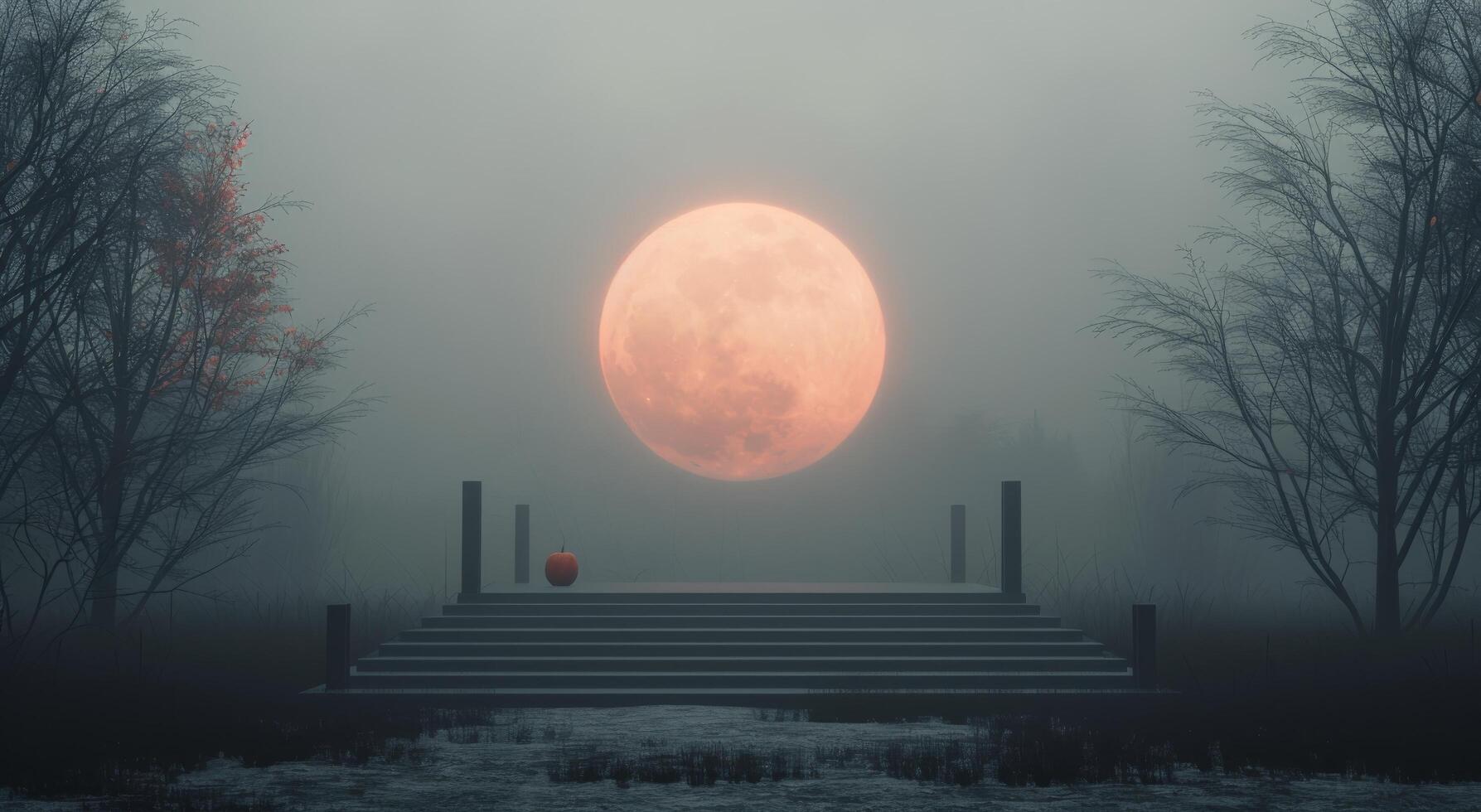 Full Moon Over Foggy Halloween Night photo