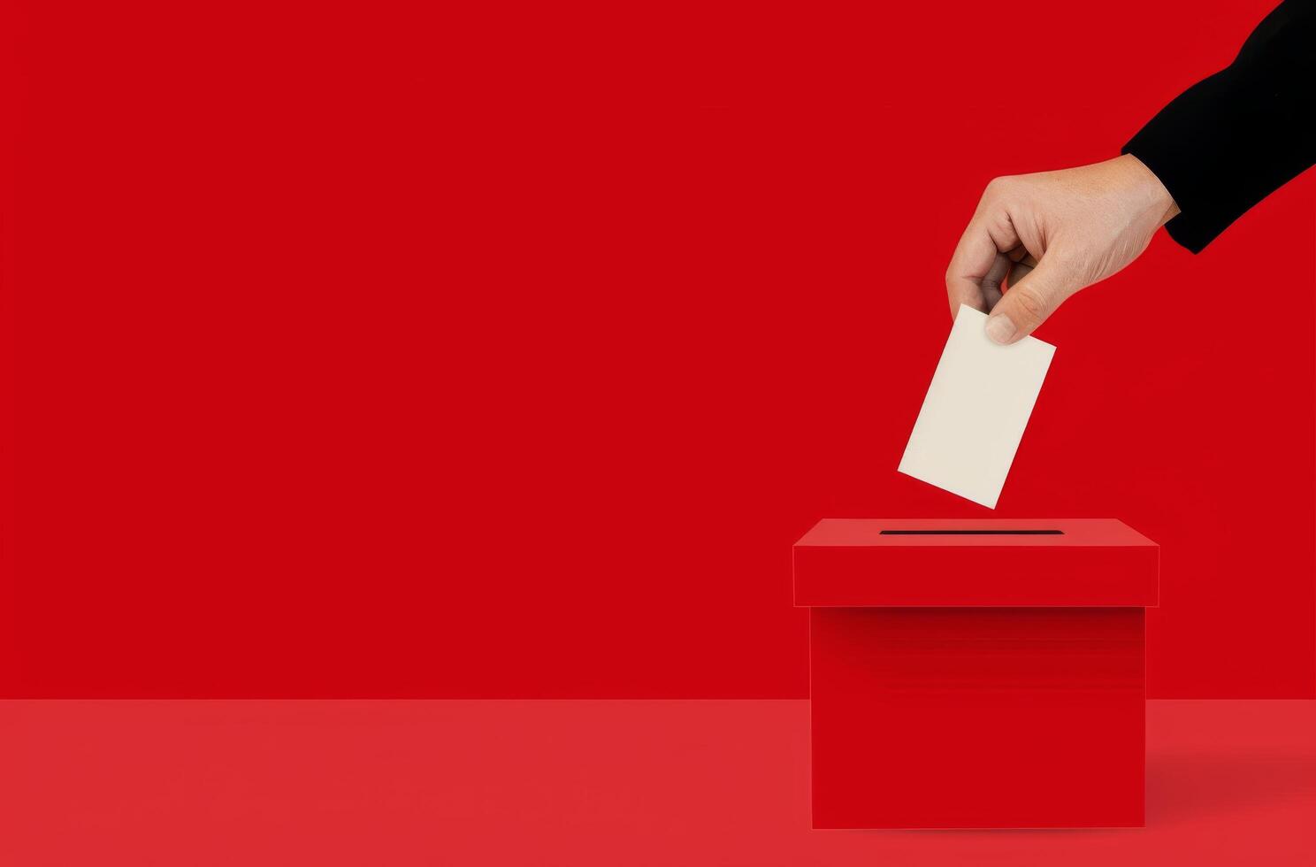 Hand Dropping Ballot Into Red Box photo