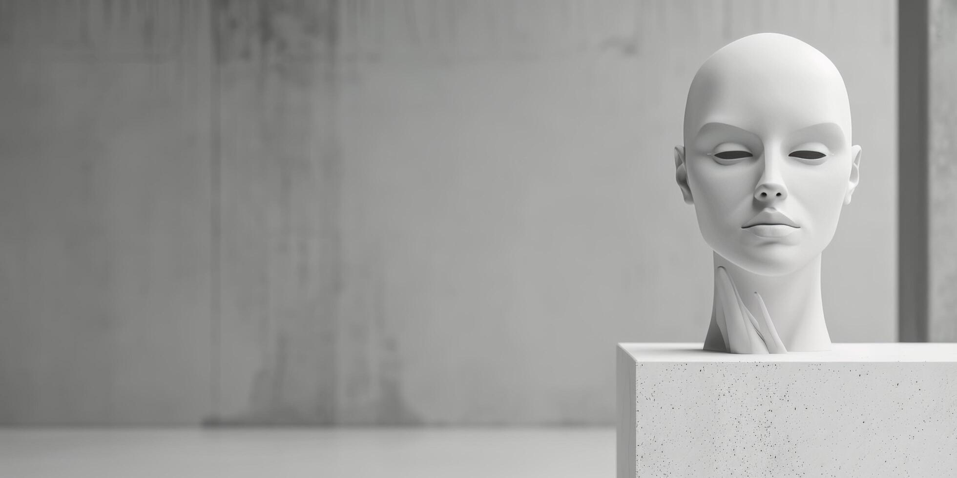 White Bust Sculpture on Pedestal photo