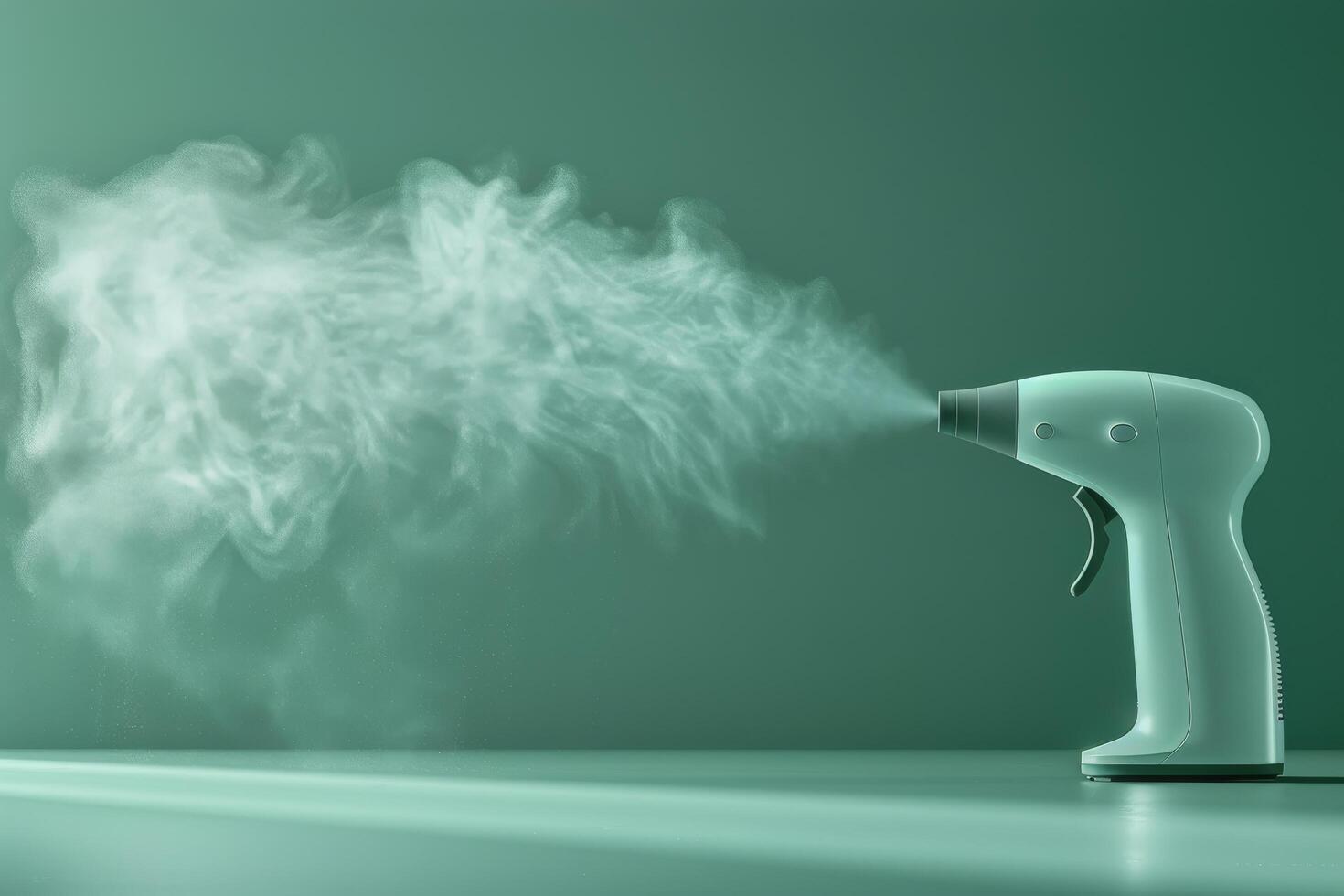 Yellow Blow Dryer Spraying Water on Green Background photo