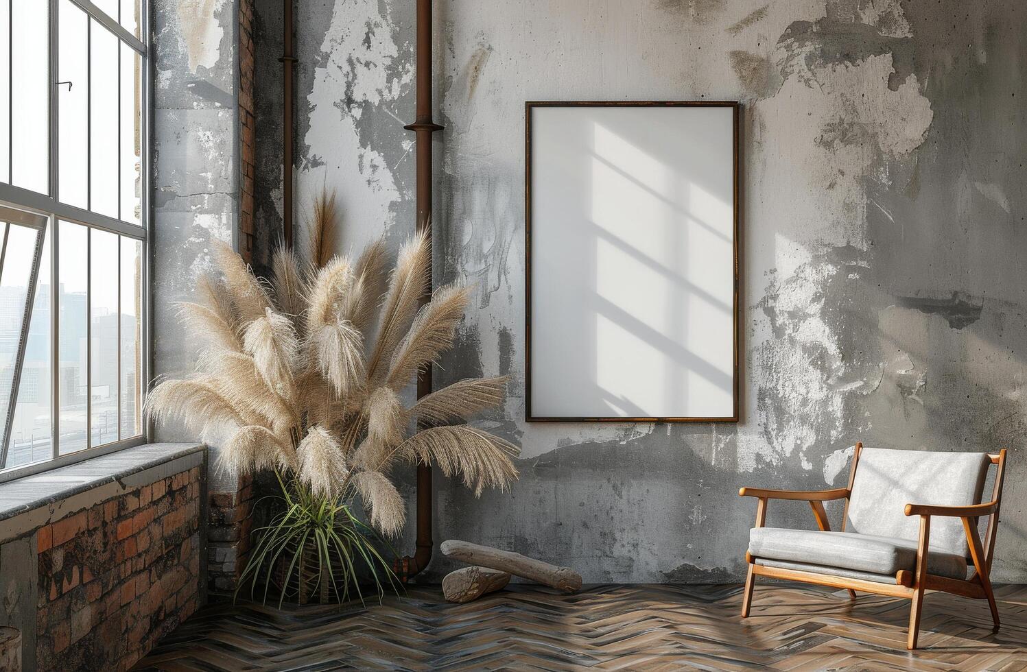 Room With Chair, Potted Plants, and Picture Frame photo